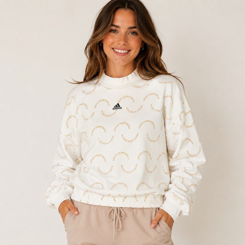 Adidas sportswear logo sweatshirt in cream. Women’s M